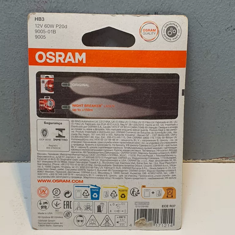 ŻARÓWKA SAMOCHODOWA OSRAM HB3 60W