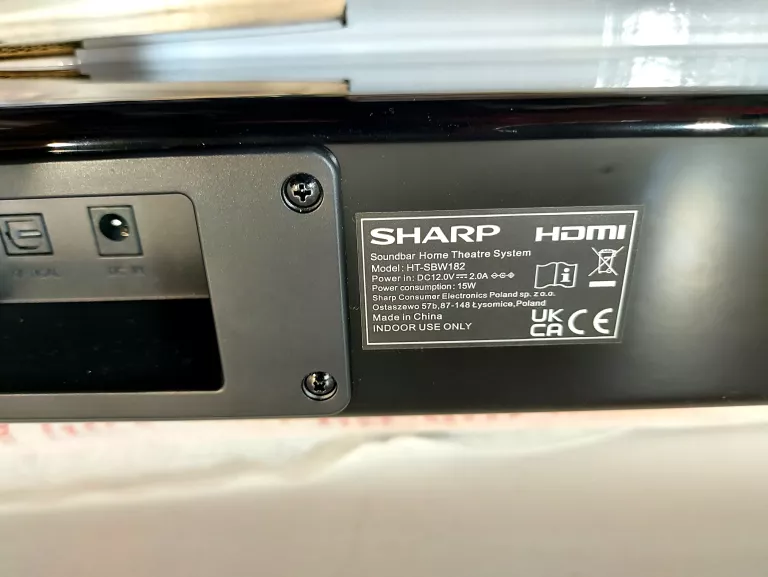 SOUNDBAR 2.1 SHARP HT-SBW182 100W BLUETOOTH USB CZARNY SUBWOOFER