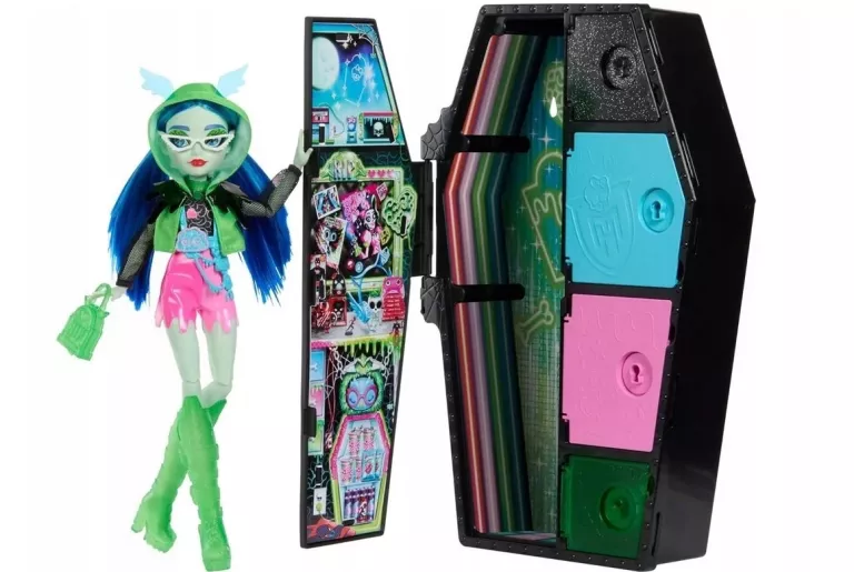 IDEALNA LALKA MONSTER HIGH GHOULIA YELPS STRASZY SEKRETY NEONOWA HNF81