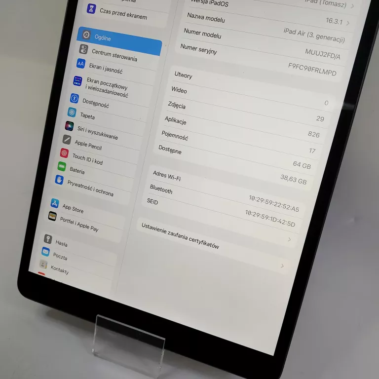 TABLET IPAD AIR 3 GENERACJI A2152