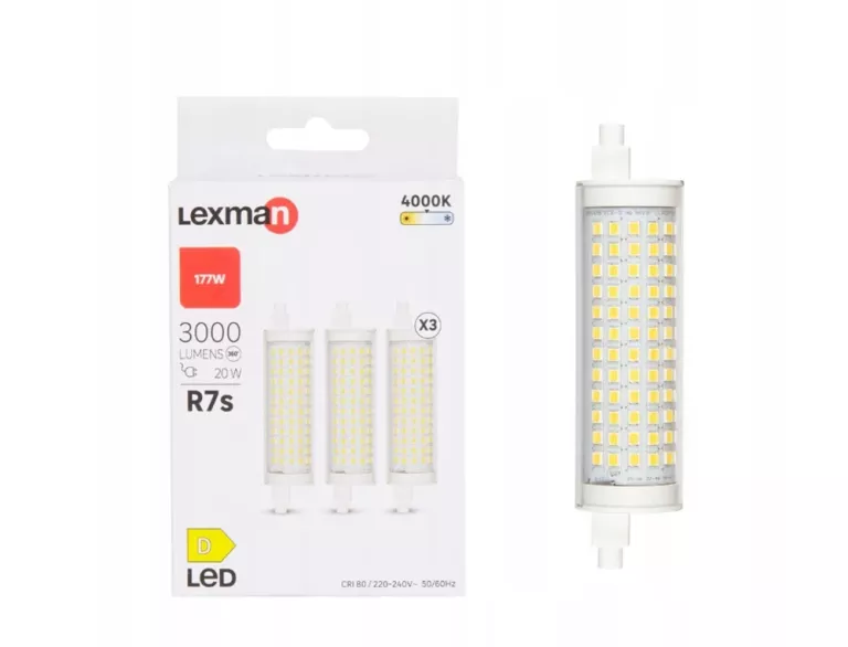 ŻARÓWKA LED R7S 20 W 3000 LM NEUTRALNA BIEL LEXMAN