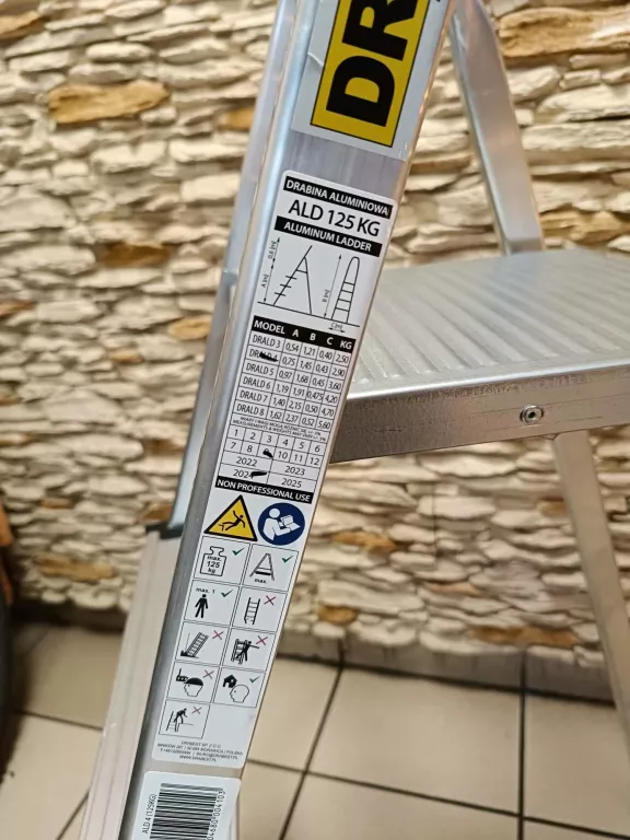 DRABINA ALUMINIOWA DOMOWA DRABEST 4ST OPNIE ALD 4 125 KG