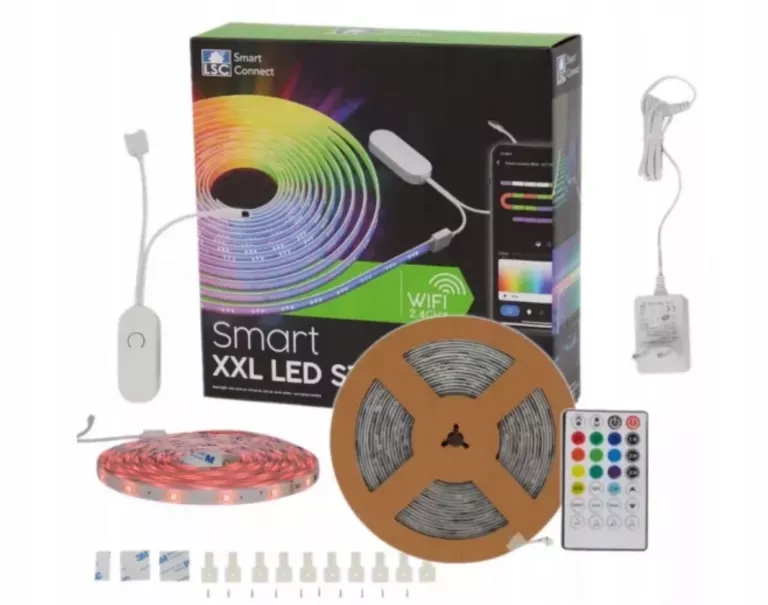 LSC MOCNA TAŚMA LED STRIP 10M RGB KOLORY Z PILOTEM 24W