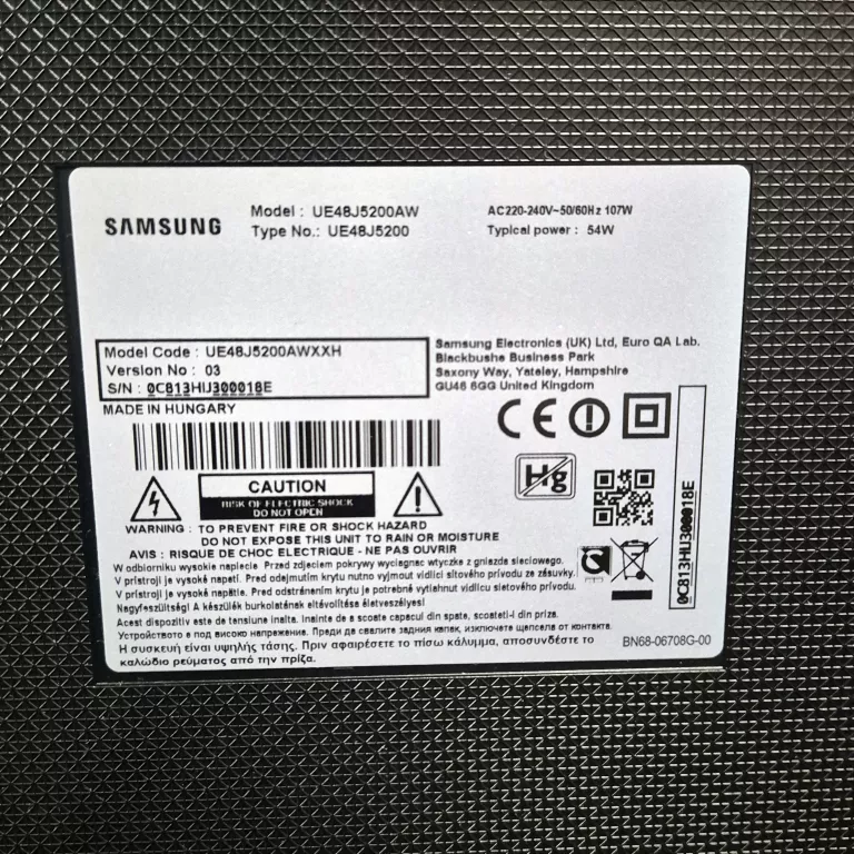 TV SAMSUNG UE48J5200AW 48" FULL HD SMART TV