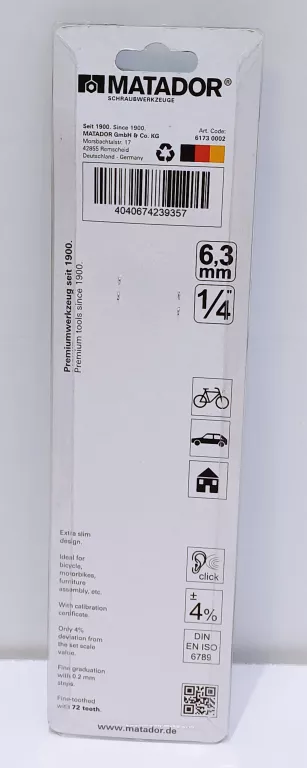 MATADOR KLUCZ DYNAMOMETRYCZNY 6173 0002 1/4
