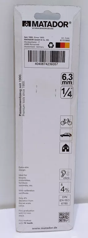MATADOR KLUCZ DYNAMOMETRYCZNY 6173 0002 1/4