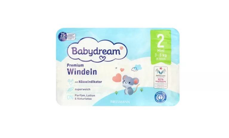 BABYDREAM PREMIUM PIELUSZKI MINI ROZMIAR 2 36 SZT 3-6 KG