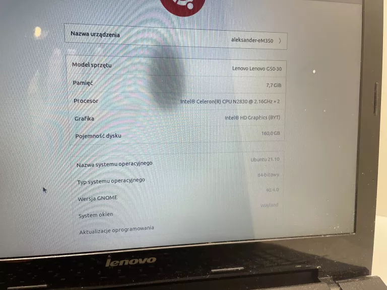 LAPTOP LENOVO G50-30 15 " INTEL CELERON !OPIS!