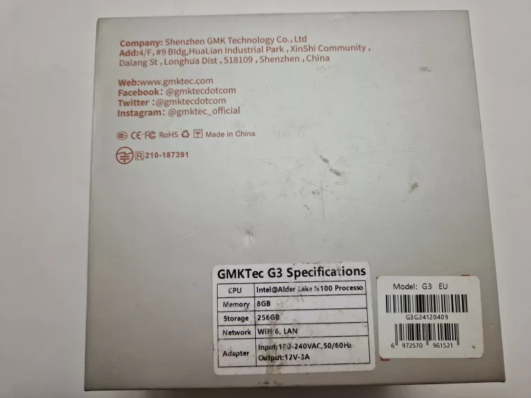 KOMPUTER MINI PC GMKTEC G3 INTEL N100/ 8GB/ 256SSD/ WIN11PRO