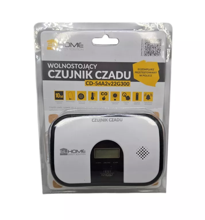 CZUJNIK CZADU WOLNOSTOJĄCY Z TERMOMETREM BATERYJNY ELEKTROCHEMICZNY 85DB
