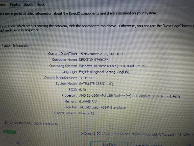 LAPTOP TOSHIBA C850D + ZASILACZ 15,60 " AMD E1 6/300GB WINDOWS 10 HOME
