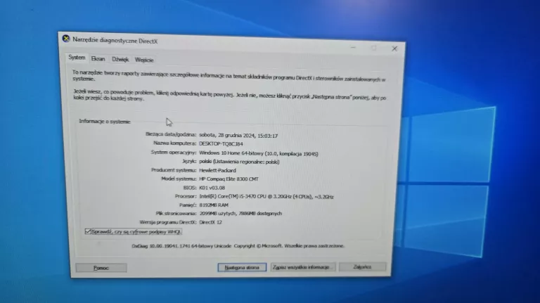 KOMPUTER HP COMPAQ ELITE 8300 CMT I5/8GB RAM/256GB SSD/WIN 10 HOME