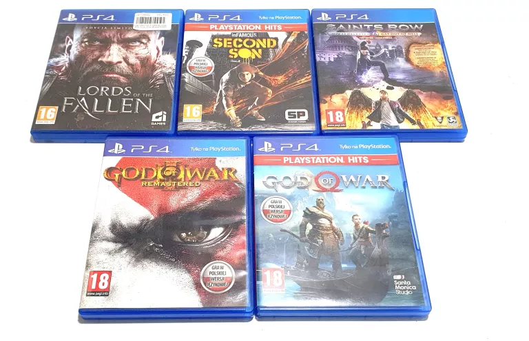 ZESTAW 5 GIER PS4 SAINTS ROW IV ,SECOND SON, GOD OF WAR III3 REMASTERED...