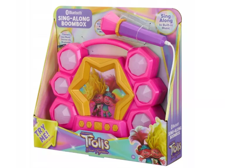BOOMBOX GŁOŚNIK BLUETOOTH + MIKROFON KARAOKE 2W1 TROLLS TROLE KRÓLOWA POPP