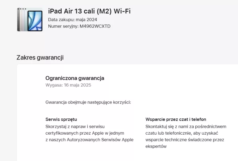 TABLET APPLE IPAD AIR 13" 6 GEN. M2 2024 128 GB WI-FI GWIEZDNA SZAROŚĆ