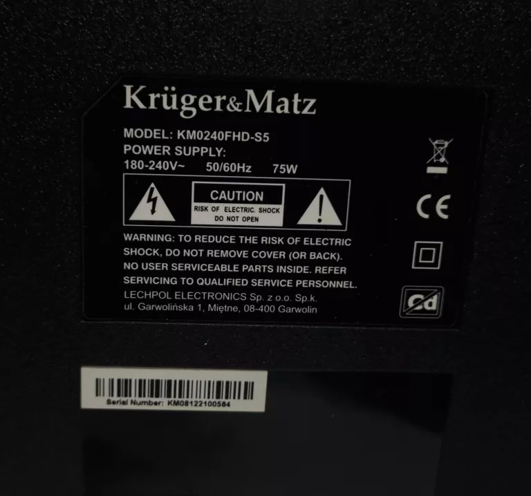 TV KRUGERMATZ KM0240FHD-S5 + PILOT PUDEŁKO