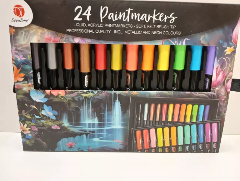 MARKERY AKRYLOWE DECO TIME 24 SZT WODOODPORNE PĘDZELKOWE