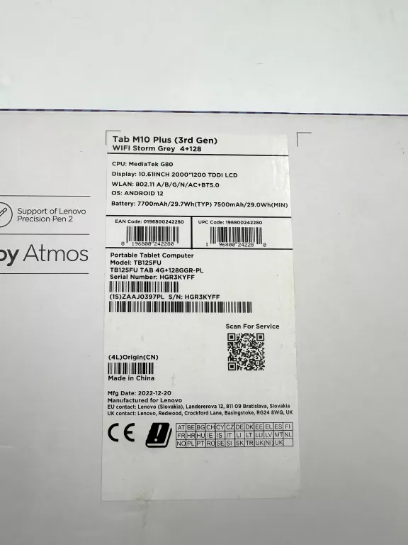 TABLET LENOVO TAM M10 PLUS + PUDEŁKO