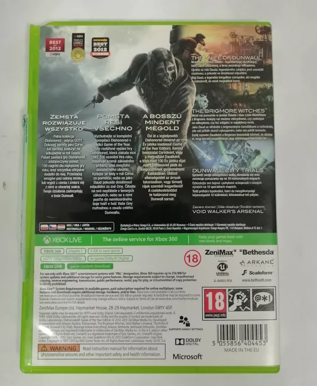 GRA DISHONORED GAME OF THE YEAR EDITION NA XBOX 360