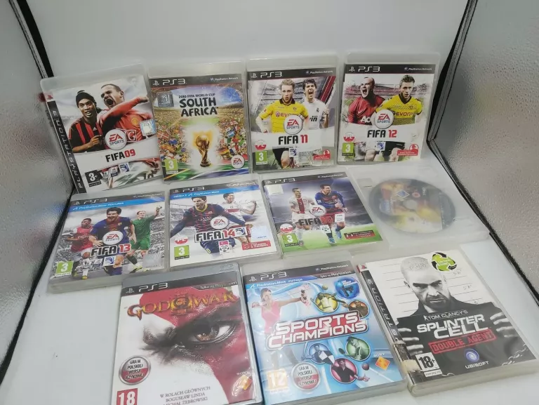 ZESTAW 11 GIER NA PS3 M.IN. GOD OF WAR 3, FIFA 09, 10, 11, 12, 13, 14, 16