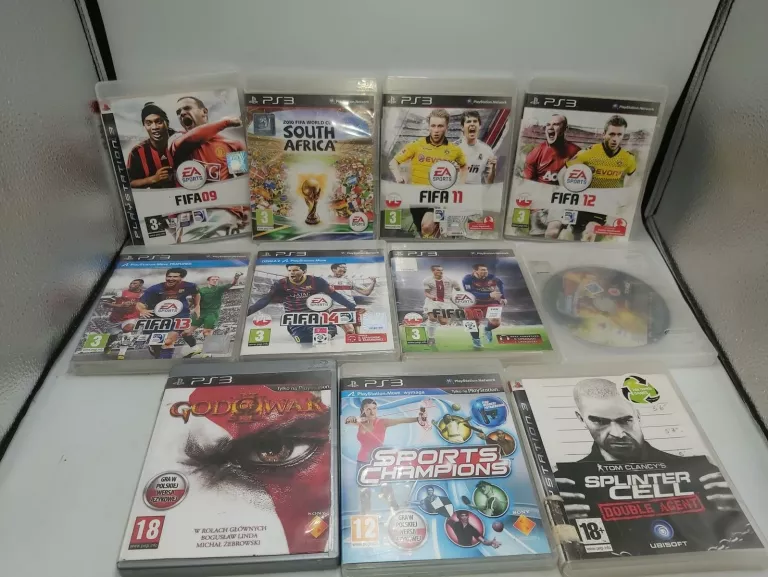 ZESTAW 11 GIER NA PS3 M.IN. GOD OF WAR 3, FIFA 09, 10, 11, 12, 13, 14, 16
