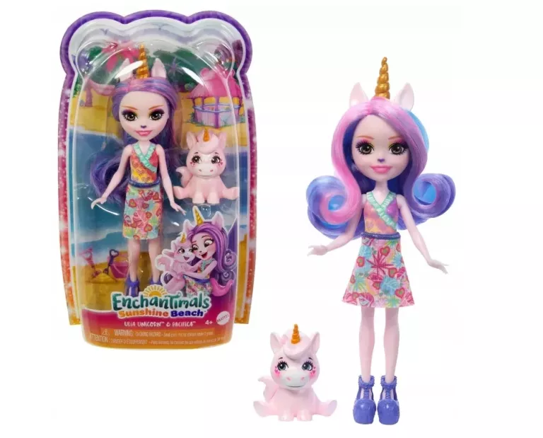 ENCHANTIMALS. LALKA JEDNOROŻEC + ZWIERZĄTKO HRX84 MATTEL