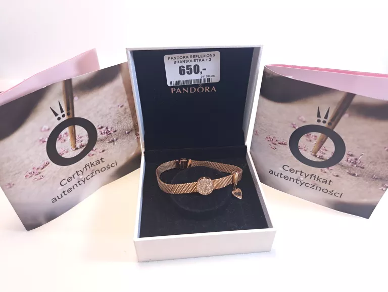 BRANSOLETKA MESH PANDORA REFLEXIONS + 2 ZAWIESZKI + CERTYFIKATY