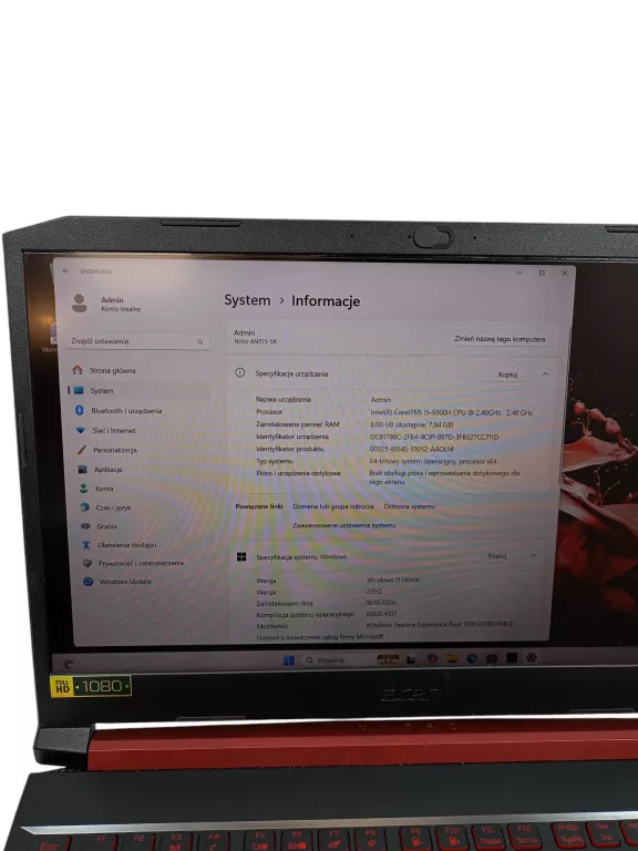 LAPTOP ACER NITRO 5 AN515-54 I5-9300H GTX 1050 8/1000 GB