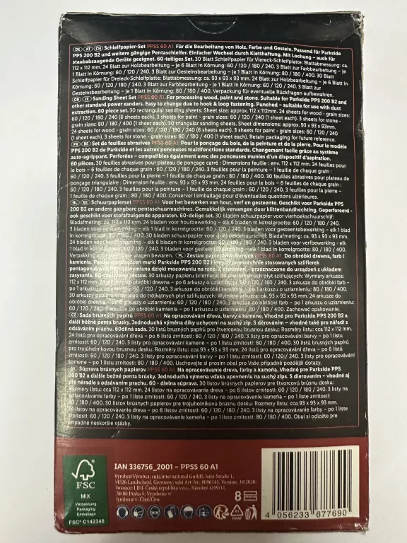 PARKSIDE ZESTAW PAPIERÓW ŚCIERNYCH PPSS 60 A1