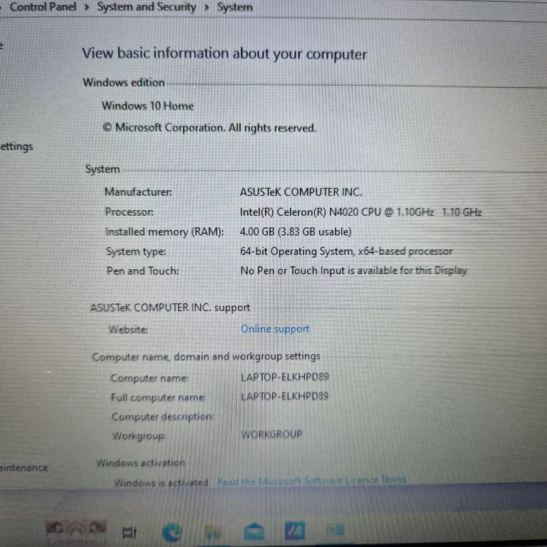 LAPTOP ASUS E210M CELERON N4020 1,1GHZ 4/64GB + ZASILACZ