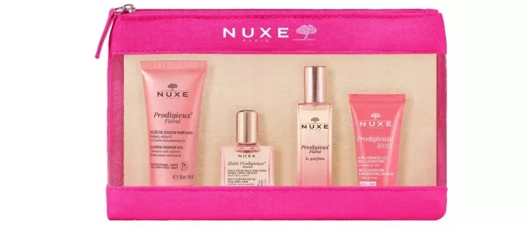 NUXE PRODIGIEUX FLORAL ZESTAW Z KOSMETYCZKĄ ŻEL + OLEJEK + PERFUMY + KREM