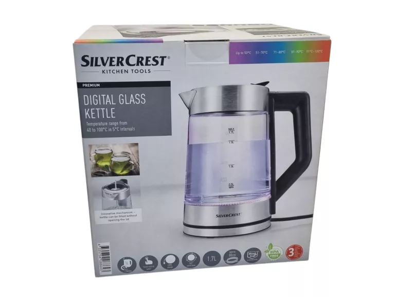 CZAJNIK SILVERCREST DIGITAL GLASS KETTLE Z REGULACJĄ TEMPERATURY 3000W 1,7