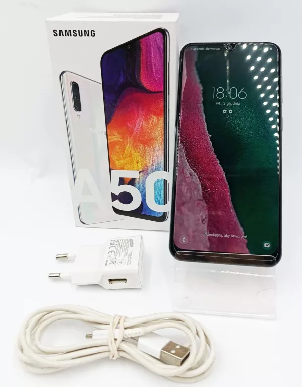 TELEFON SAMSUNG GALAXY A 50 4GB/128GB + ŁADOWARKA+ PUDEŁKO 357962106223779