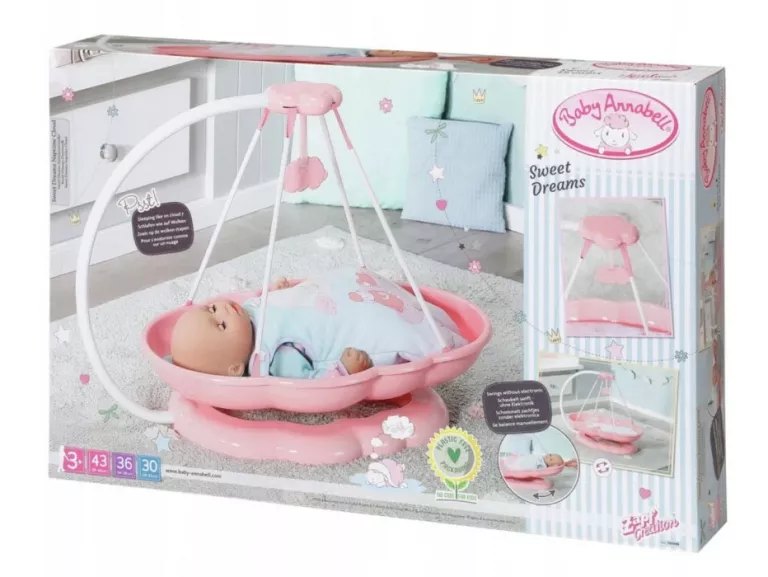 KOŁYSKA DLA LALKI BABY ANNABELL OD ZAPF CREATION ŁÓŻECZKO SWEET DREAMS RÓŻ