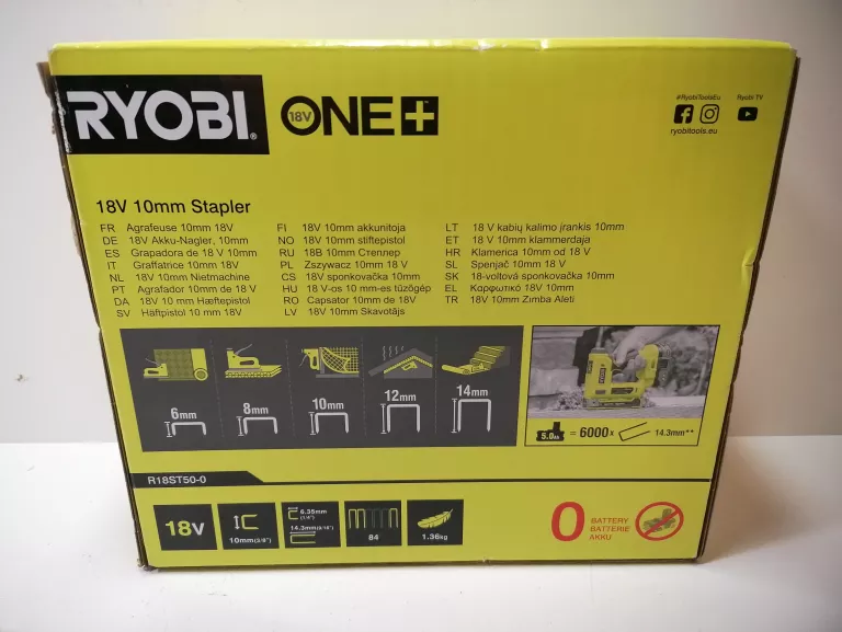 RYOBI ONE 18 10MM STAPLER R18ST50-0