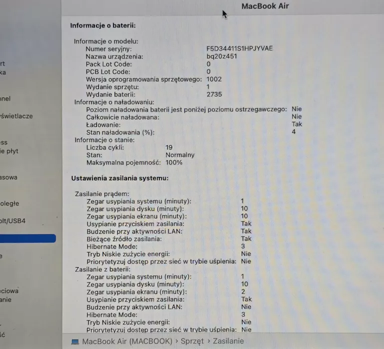 LAPTOP APPLE MACBOOK AIR M1 - 8GB - A2337 - 19 CYKLI BATERII - OKAZJA!