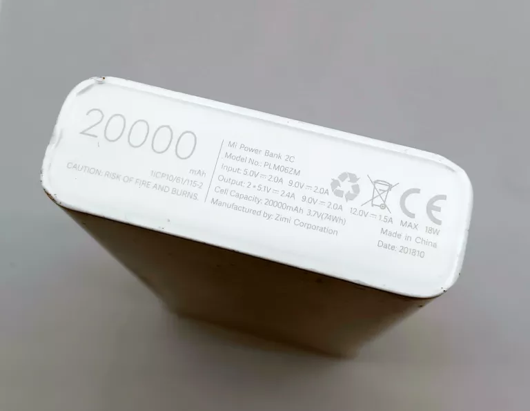 XIAOMI MI POWER BANK 2C 20000MAH BIAŁY PLM06ZM ZEPSUTY