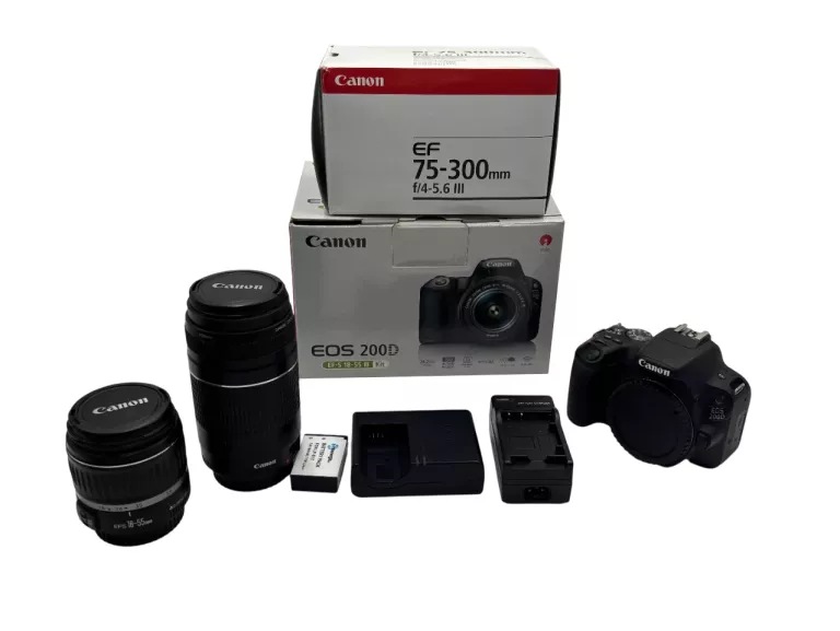 APARAT CANON EOS 200D + EF-S 18-55 III + EF 75-300 F/4-5.6 III 9197 ZDJ!