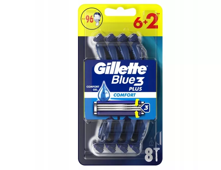 MASZYNKI JEDNORAZOWE DO GOLENIA GILLETTE BLUE 3 + COMFORT 8 SZTUK