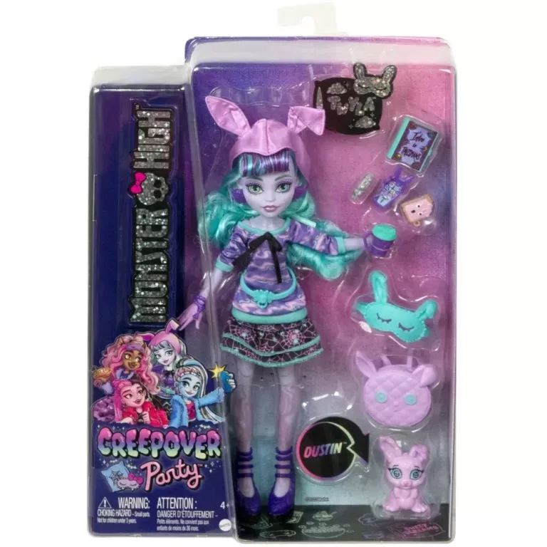 ORYGINALNA LALKA MONSTER HIGH PIŻAMA PARTY - LALKA TWYLA+ZWIERZĄTKO HLP87