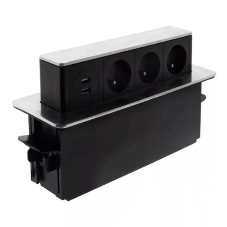LISTWA WYSUWANA OTIO POZIOMA 3 GNIAZDA Z UZIEMIENIEM 2 USB 3 X 1,5 MM2 2 M