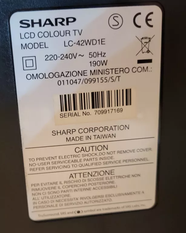 TELEWIZOR SHARP LC-42WD1E / PILOT