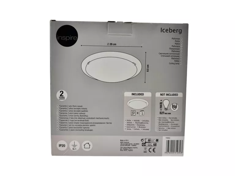 PLAFON ICEBERG 1 X E27 29 CM CZARNY INSPIR