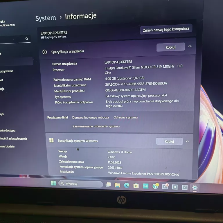 LAPTOP HP 15 DW +ZASILACZ