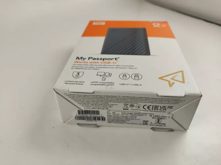 DYSK PRZENOŚNY WD 2TB USB-C IGŁA! KOMPLET! PLOMBY