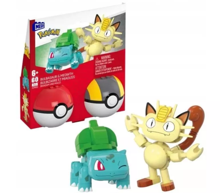 MEGA POKEMON POKEBALL BULBAZAUR I MEOWTH JCR82