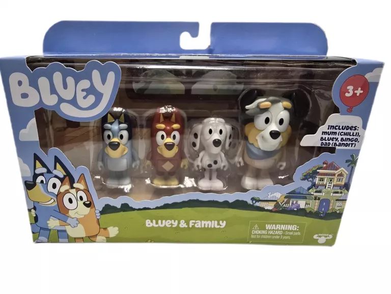 ZESTAW FIGUREK Z BAJKI BLUEY & FAMILY RODZINA BINGO RADOSNA ZABAWA 4 SZT