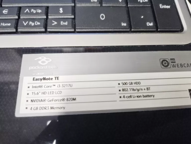LAPTOP PACKARD BELL Z5WT1 EASYNOTE TE69BM 15,6 " I3-3217U 8GB/500GB