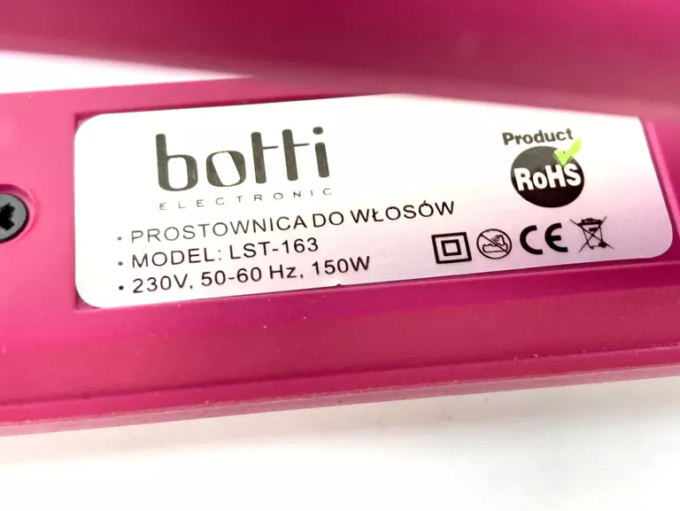 PROSTOWNICA DO WŁOSÓW BOTTI HF 163 KOMPLET !! RÓŻOWA !!!