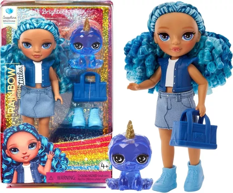LALKA RAINBOW HIGH FASHION SAPPHIRE BRADSHAW NIEBIESKA 14CM + JEDNOROŻEC